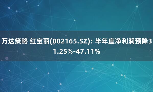 万达策略 红宝丽(002165.SZ): 半年度净利润预降31.25%-47.11%