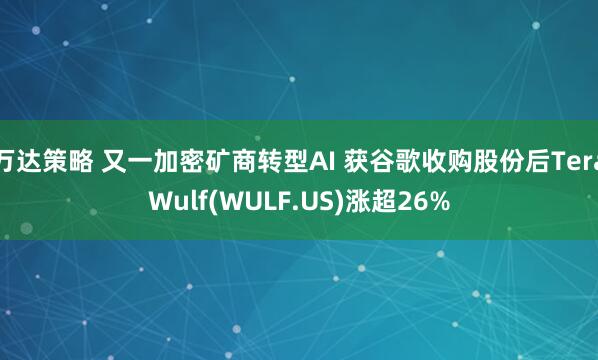 万达策略 又一加密矿商转型AI 获谷歌收购股份后TeraWulf(WULF.US)涨超26%